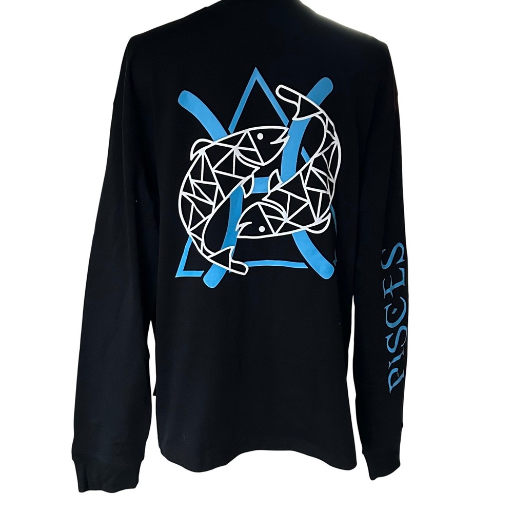 Elev808 Designs Pisces Zodiac Graphic T-Shirt Mens 3XL Black Long Sleeve